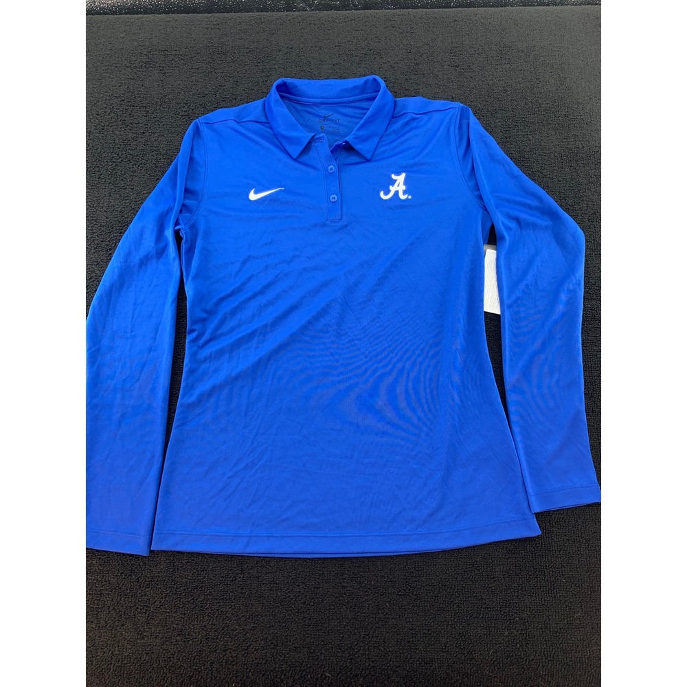Nike Alabama‎ Crimson Tide Dri FIT Long Sleeve Polo Shirt Women's Medium Blue